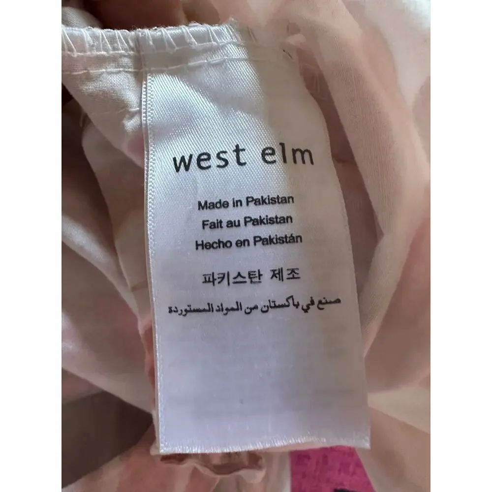 West Elm Stamped Dot Duvet Cover Set Rosette Blush Queen Full 2 euro Shams Pink